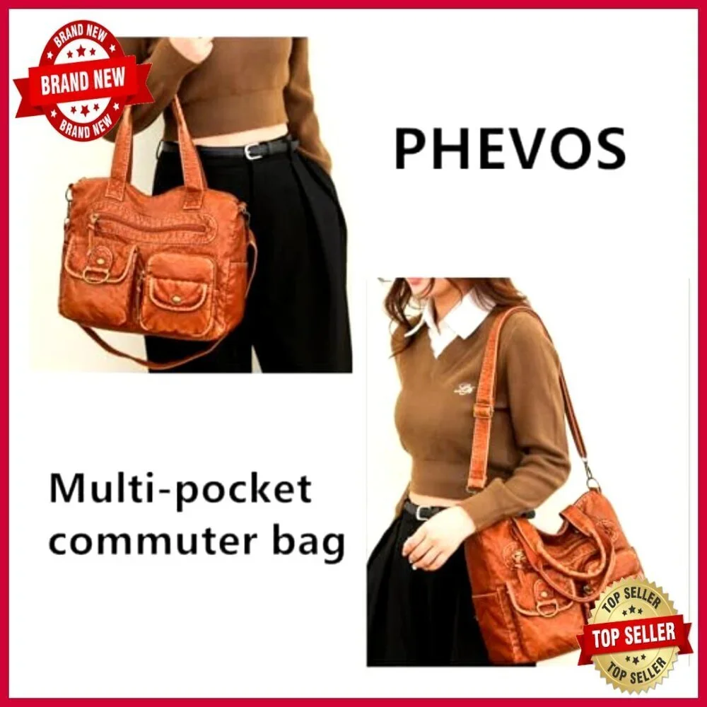 Medium Vegan Leather Satchel Hobo Bag with Adjustable Strap, 11 Pockets